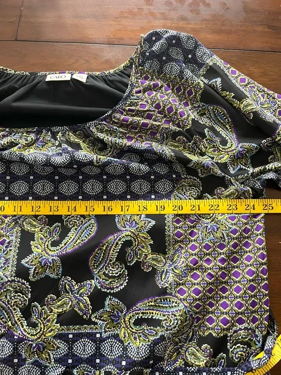 Cato Womens Shift Dress XL Chic Black Paisley Print Colorful Business Casual Tie - Picture 6 of 7